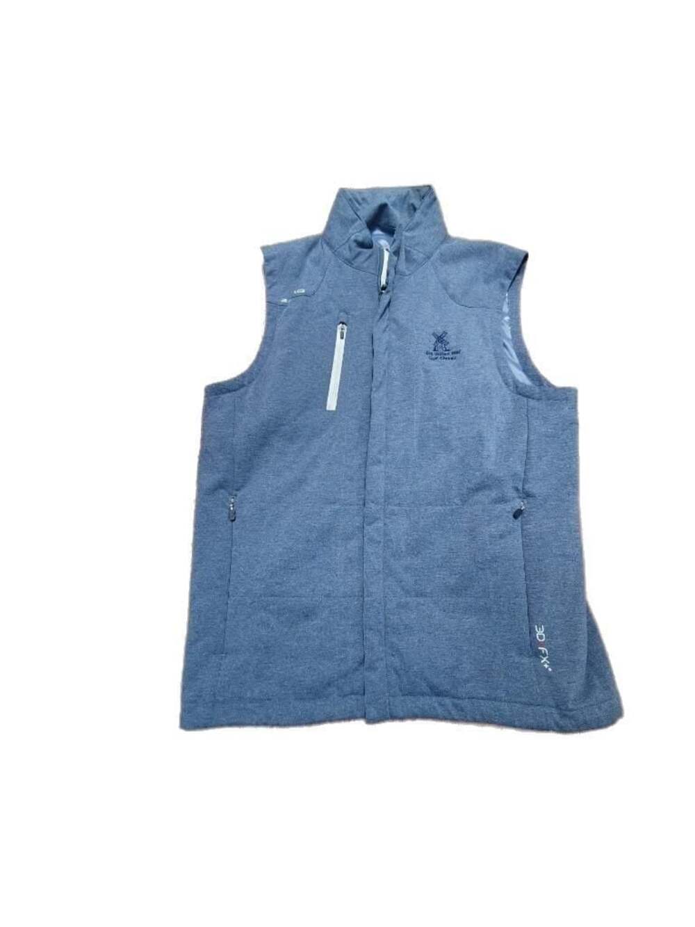 Zero Restriction Mens Golf Vest Medium Blue 3DEFX Full Zip Mock Neck Pockets